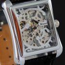Steampunk skeleton Mechanical Watch Genuine leather Watch with a full skeleton pattern Free Ship