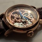 Steampunk skeleton Mechanical Watch Genuine leather Watch with a full skeleton pattern Free Ship