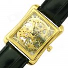 Steampunk skeleton Mechanical Watch Genuine leather Watch with a full skeleton pattern Free Ship