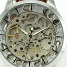 Steampunk skeleton Mechanical Watch Genuine leather Watch with a full skeleton pattern Free Ship