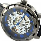 Steampunk skeleton Mechanical Watch Genuine leather Watch with a full skeleton pattern Free Ship