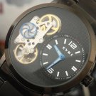 Steampunk skeleton Mechanical Watch Genuine leather Watch with a full skeleton pattern Free Ship