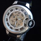 Steampunk skeleton Mechanical Watch Genuine leather Watch with a full skeleton pattern Free Ship