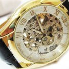 Steampunk skeleton Mechanical Watch Genuine leather Watch with a full skeleton pattern Free Ship