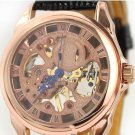 Steampunk skeleton Mechanical Watch Genuine leather Watch with a full skeleton pattern Free Ship