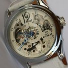 Steampunk skeleton Mechanical Watch Genuine leather Watch with a full skeleton pattern Free Ship