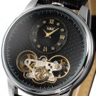 Steampunk skeleton Mechanical Watch Genuine leather Watch with a full skeleton pattern Free Ship
