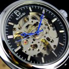 Steampunk skeleton Mechanical Watch Genuine leather Watch with a full skeleton pattern Free Ship