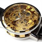 Steampunk skeleton Mechanical Watch Genuine leather Watch with a full skeleton pattern Free Ship