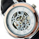Steampunk skeleton Mechanical Watch Genuine leather Watch with a full skeleton pattern Free Ship