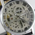 Steampunk skeleton Mechanical Watch Genuine leather Watch with a full skeleton pattern Free Ship