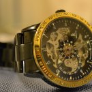 Steampunk skeleton Mechanical Watch Genuine leather Watch with a full skeleton pattern Free Ship