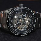 Steampunk skeleton Mechanical Watch Genuine leather Watch with a full skeleton pattern Free Ship