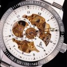 Steampunk skeleton Mechanical Watch Genuine leather Watch with a full skeleton pattern Free Ship