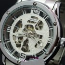 Steampunk skeleton Mechanical Watch Genuine leather Watch with a full skeleton pattern Free Ship