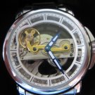 Steampunk skeleton Mechanical Watch Genuine leather Watch with a full skeleton pattern Free Ship