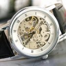 Steampunk skeleton Mechanical Watch Genuine leather Watch with a full skeleton pattern Free Ship
