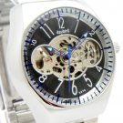 Steampunk skeleton Mechanical Watch Genuine leather Watch with a full skeleton pattern Free Ship