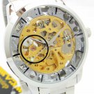 Steampunk skeleton Mechanical Watch Genuine leather Watch with a full skeleton pattern Free Ship
