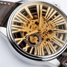 Steampunk skeleton Mechanical Watch Genuine leather Watch with a full skeleton pattern Free Ship