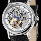 Steampunk skeleton Mechanical Watch Genuine leather Watch SeaGull full skeleton pattern Free Ship
