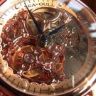 Steampunk skeleton Mechanical Watch Genuine leather Watch SeaGull full skeleton pattern Free Ship