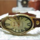 Leather Wrap Bracelet leather Watch with a brown real leather band with a lovely pattern FREE SHIP