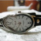 Leather Wrap Bracelet leather Watch with a brown real leather band with a lovely pattern FREE SHIP