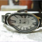 Leather Wrap Bracelet leather Watch with a brown real leather band with a lovely pattern FREE SHIP