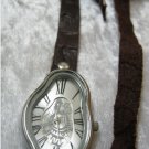 Leather Wrap Bracelet leather Watch with a brown real leather band with a lovely pattern FREE SHIP