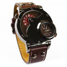Leather Wrap Bracelet leather Watch with a brown real leather band with a lovely pattern FREE SHIP