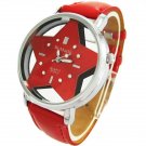 Leather Wrap Bracelet leather Watch with a brown real leather band with a lovely pattern FREE SHIP
