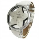 Leather Wrap Bracelet leather Watch with a brown real leather band with a lovely pattern FREE SHIP