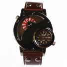 Leather Wrap Bracelet leather Watch with a brown real leather band with a lovely pattern FREE SHIP