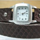 Leather Wrap Bracelet leather Watch with a brown real leather band with a lovely pattern FREE SHIP