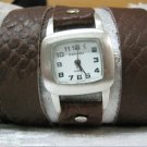 Leather Wrap Bracelet leather Watch with a brown real leather band with a lovely pattern FREE SHIP