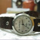 Leather Wrap Bracelet leather Watch with a brown real leather band with a lovely pattern FREE SHIP