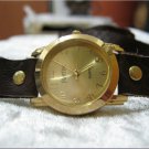 Leather Wrap Bracelet leather Watch with a brown real leather band with a lovely pattern FREE SHIP