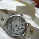 Leather Wrap Bracelet leather Watch with a brown real leather band with a lovely pattern FREE SHIP