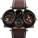 Leather Wrap Bracelet leather Watch with a brown real leather band with a lovely pattern FREE SHIP