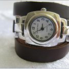 Leather Wrap Bracelet leather Watch with a brown real leather band with a lovely pattern FREE SHIP