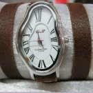 Wave Wavy Time Warp Leather Wrap Dali Fluid Watch