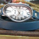 Wave Wavy Time Warp Leather Wrap Dali Fluid Watch