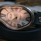 Wave Wavy Time Warp Leather Wrap Dali Fluid Watch