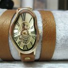 Men Women Bracelet Leather Wrap Wrist Cuff Watch Skeleton Mechanical Army watch