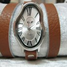 Men Women Bracelet Leather Wrap Wrist Cuff Watch Skeleton Mechanical Army watch
