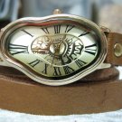 Men Women Bracelet Leather Wrap Wrist Cuff Watch Skeleton Mechanical Army watch