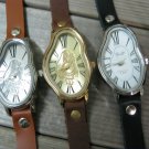 Men Women Bracelet Leather Wrap Wrist Cuff Watch Skeleton Mechanical Army watch