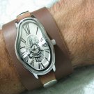 Men Women Bracelet Leather Wrap Wrist Cuff Watch Skeleton Mechanical Army watch