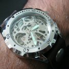 Men Women Bracelet Leather Wrap Wrist Cuff Watch Skeleton Mechanical Army watch